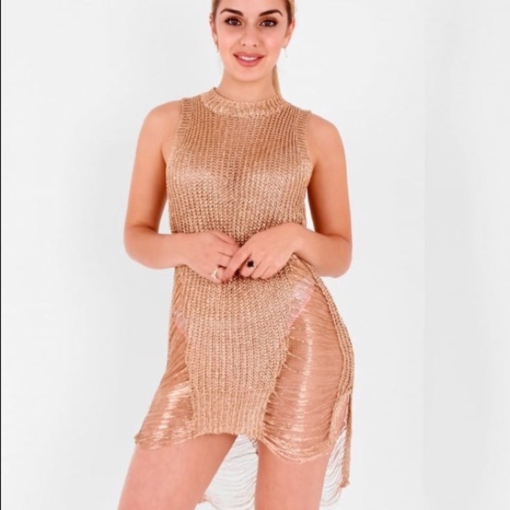 Rose Gold Distressed Top/Short Dress